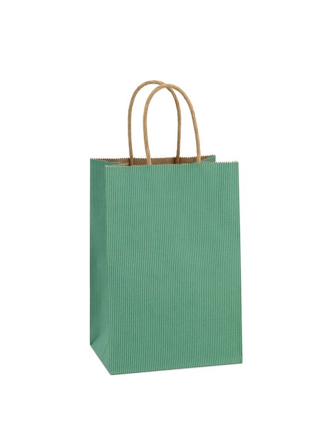 Kraft Paper Bags 100Pcs 5.25X3X8 Inches Small Paper Gift Bags With Handles Bulk Paper Shopping Bags Kraft Bags Party Bags Gift Bags (Green)