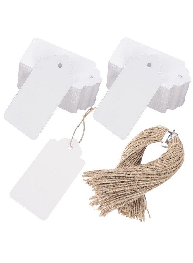 100Pcs Kraft Paper Tags 2X4 Inches White Gift Tag Craft Hang Tags With Free 100 Root Natural Jute Twine For Gifts Arts And Crafts Wedding Holiday