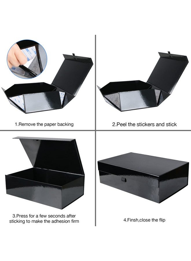 1 Pack Black Collapsible Gift Box With Magnetic Closure Lids & Rope For Easy Opening 13.8X9X4.3 Bridesmaid Groomsman Proposal Boxes Rectangle Storage Present Boxes