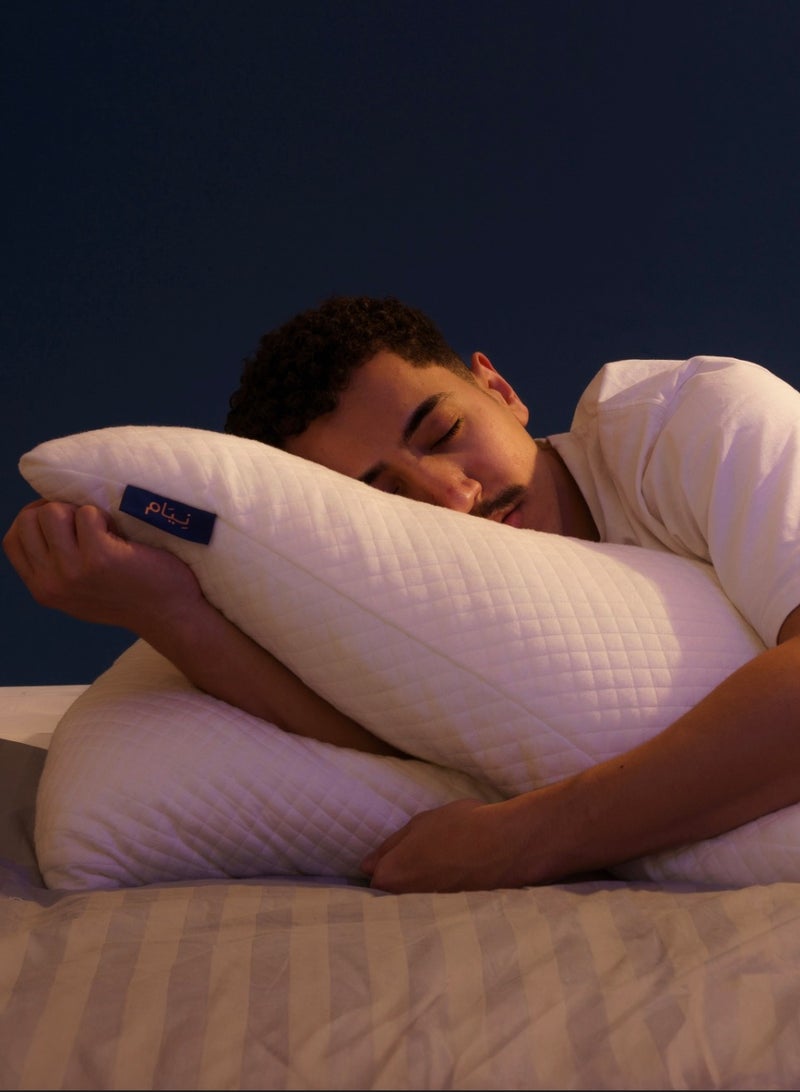 Neyam sleeping pillow Package.The pillow is adjustable in height to customize it to fit your individual needs.Conforms the shape of your head and neck, providing pressure relief and reducing pain.