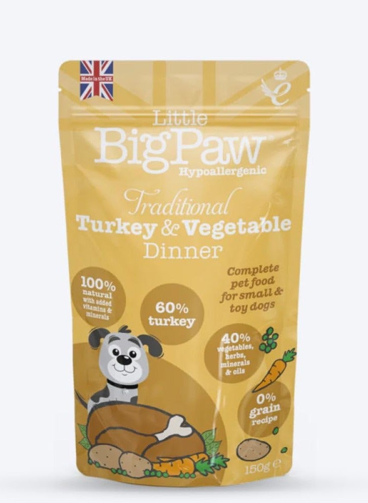 Little BigPaw Traditional Turkey & Vegetable Dinner Wet Dog Food 7x150g