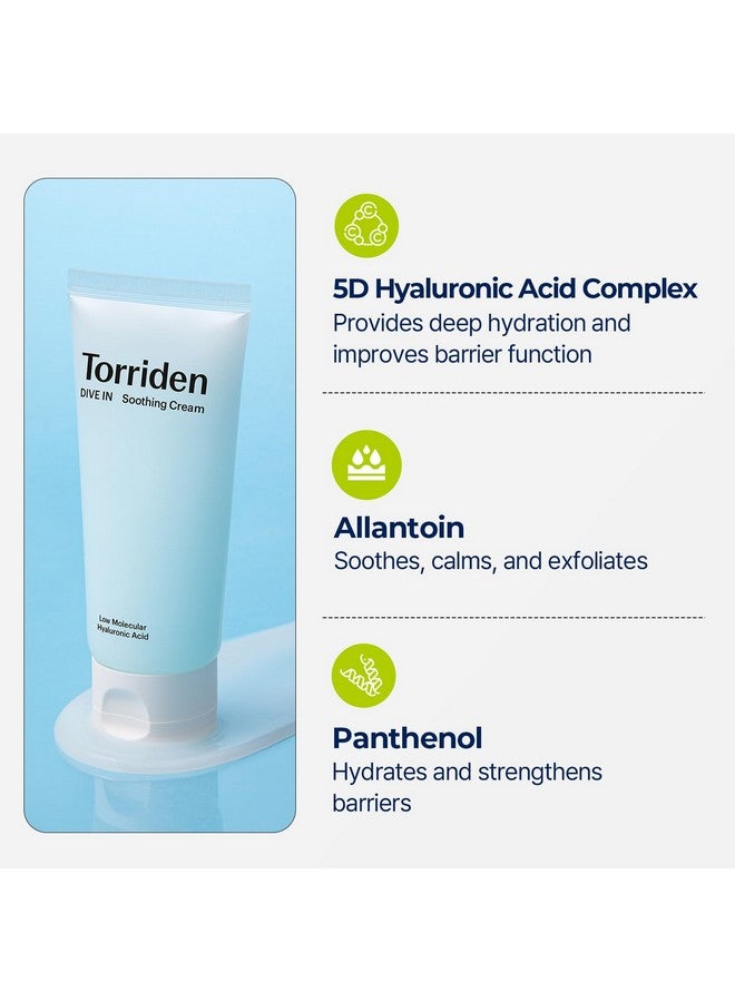 Dive In Hyaluronic Acid Soothing Cream (Tube) 3.38 Fl Oz | Revitalizing Facial Moisturizer For Sensitive, Dry Skin | Fragrance Free, Alcohol Free, No Colorants | Vegan, Cruelty Free