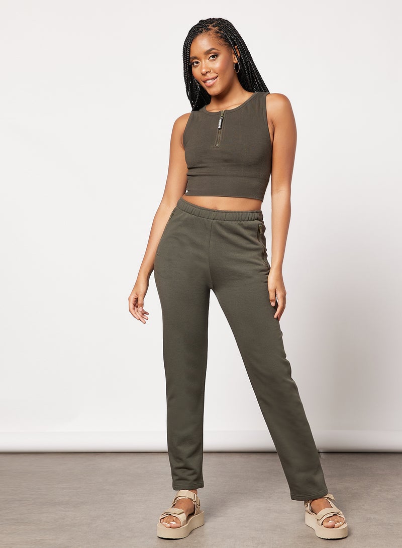 Straight Leg Sweatpants Green