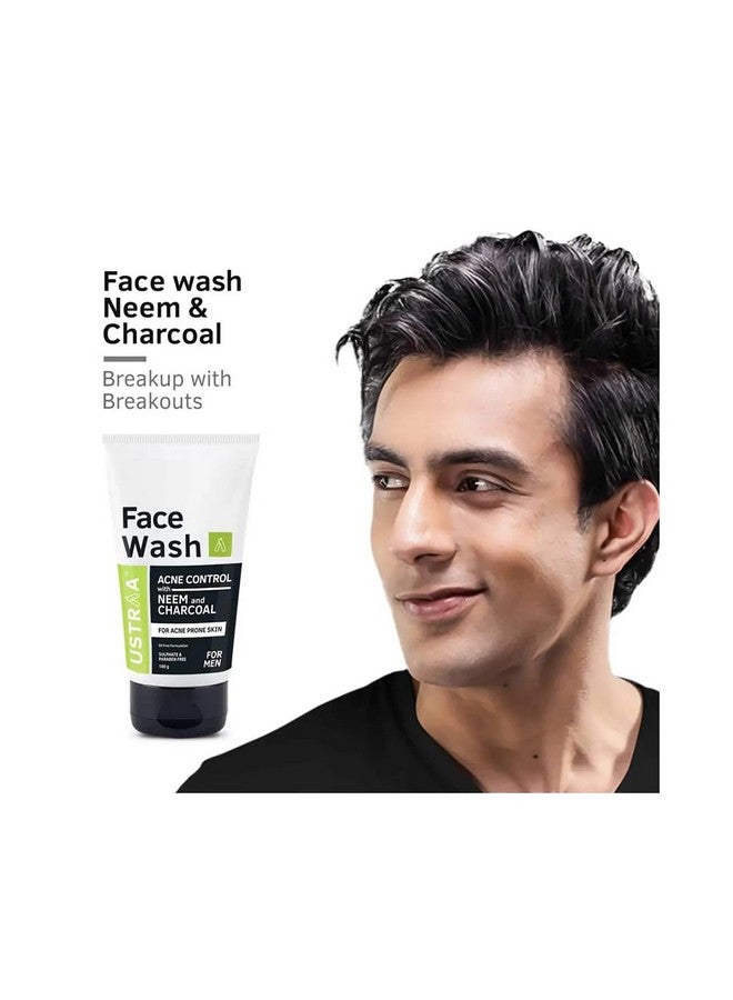 Face Wash Acne Control With Neem & Charcoal 100G Oil Control, Prevents Acne & De Tan Face Cream For Men 50G | For Effective Tan Removal & Even Skin Tone | Without Bleach