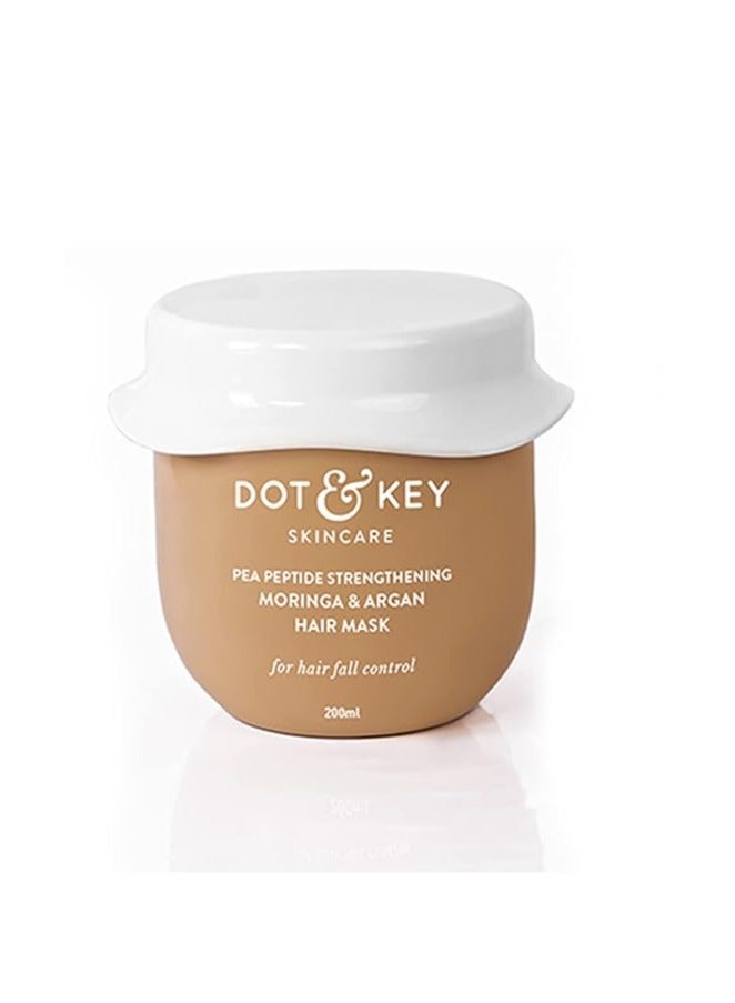 Dot & Key Pea Peptide Strengthening Moringa & Argan Hair Mask | Hair Mask for Hair Fall Control | Hair Mask for Dry and Frizzy Hair | For Smoothening Hair | For Women & Men | 200ml