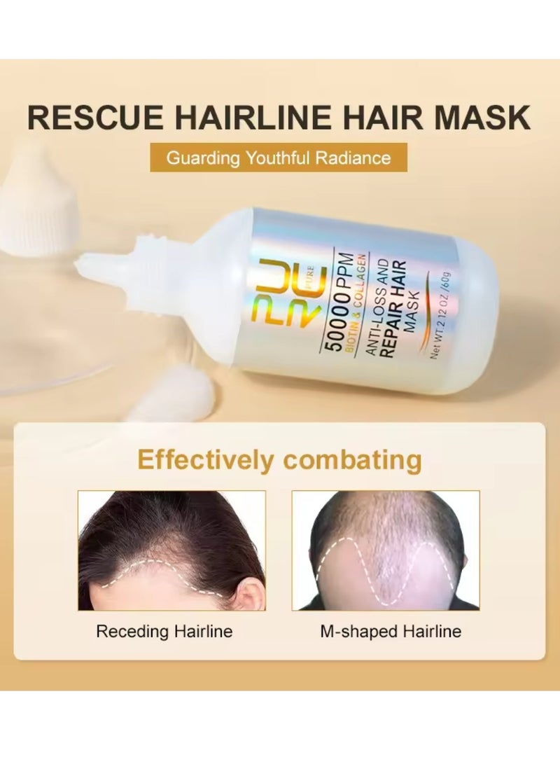 60g Anti Hair Loss and Hair Repair Mask 50000PPM Biotin and Collagen Hair Mask Hair Mask Treatment for Dry and Frizzy Hair Damaged Hair Strengthening and Hair Growth Hair Mask