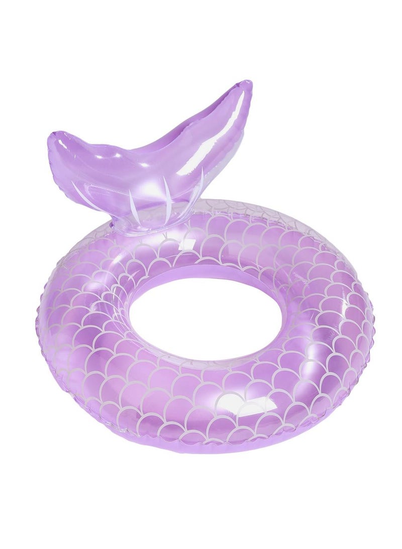 Giant Mermaid Tail Pool Float PVC Inflatable Floats Mermaid Swimming Ring Suitable for Ages 5-9 Years Kids Purple 55CM