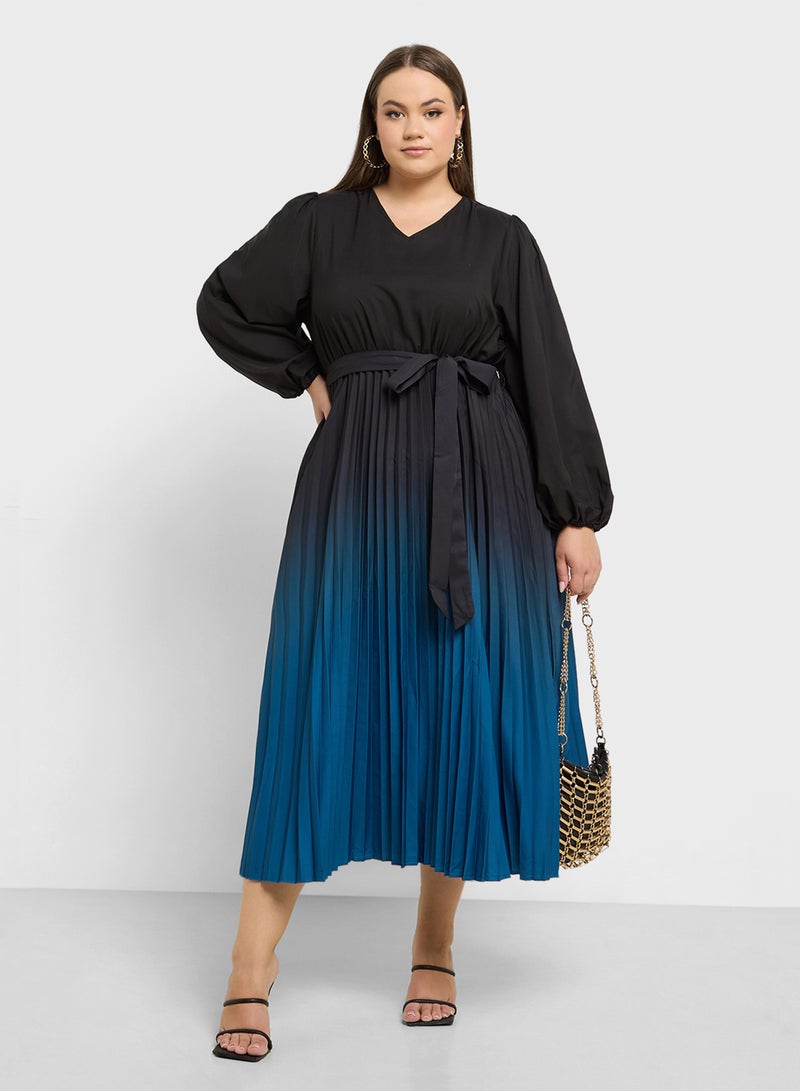 Ombre Pleated Dress