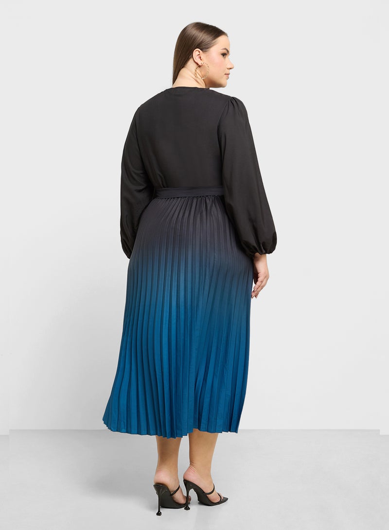 Ombre Pleated Dress