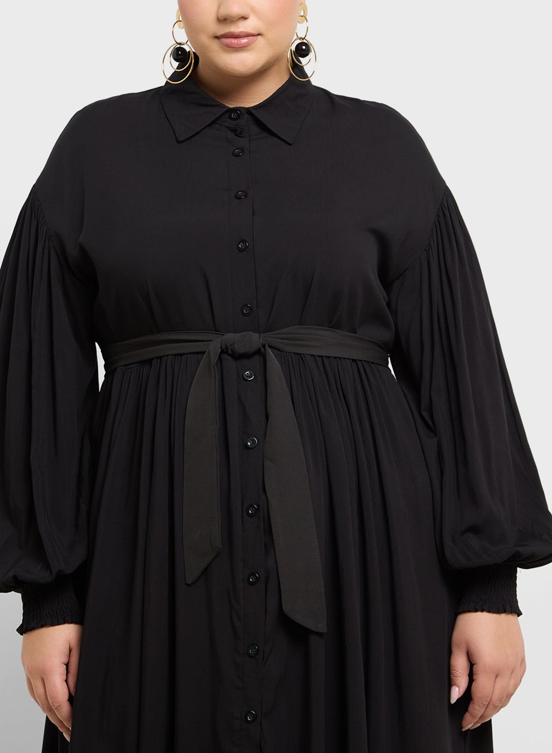 Puff Sleeve Shirt Dress