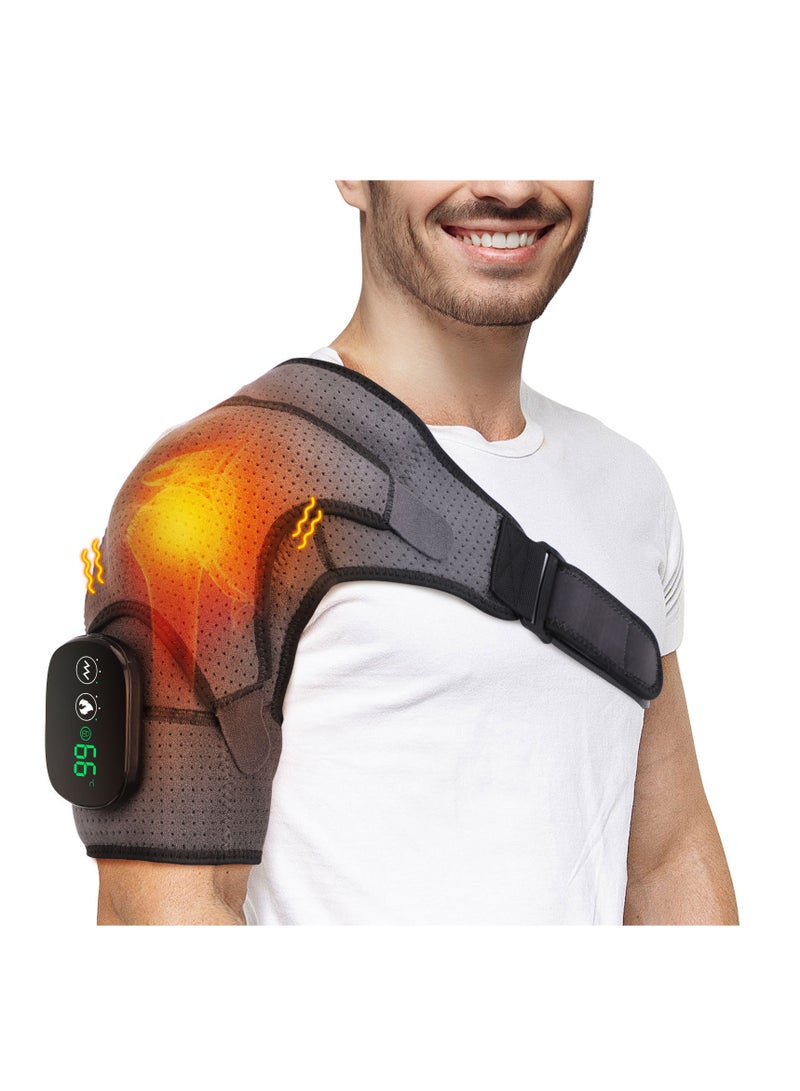 Electric Heating Shoulder Brace, LED Display, Vibration Shoulder Massage Support Belt Strap, For Arthritis Joint Injury Pain Relief