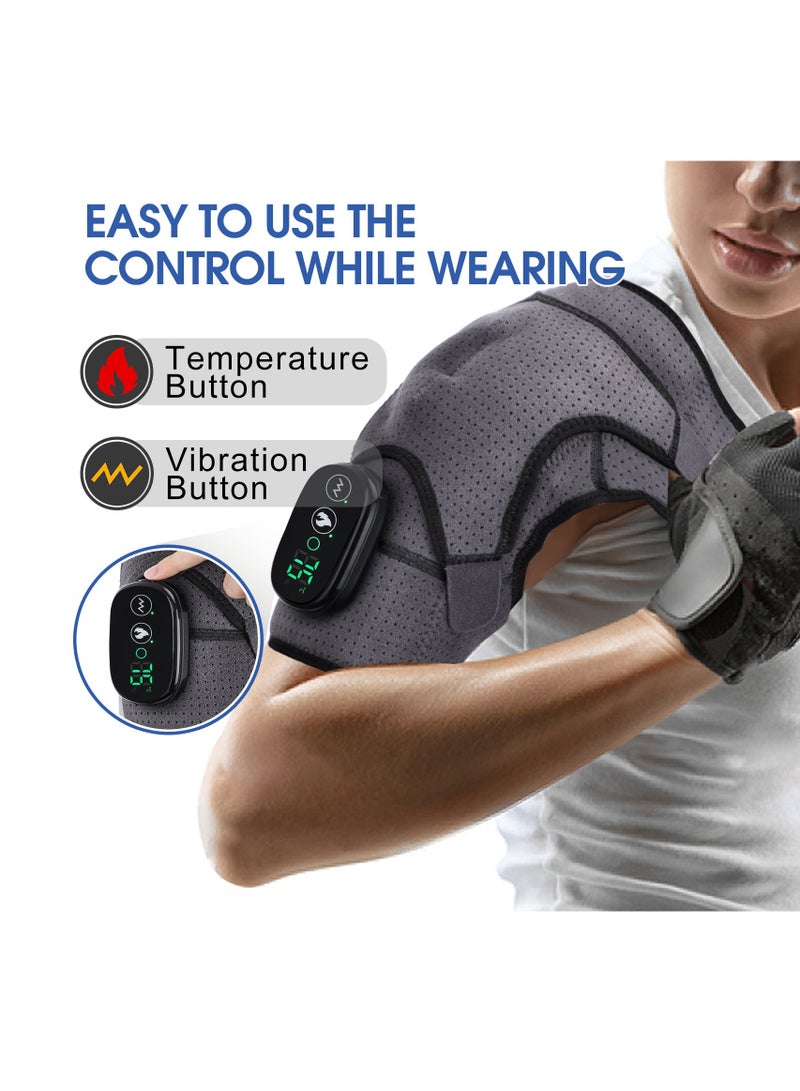 Electric Heating Shoulder Brace, LED Display, Vibration Shoulder Massage Support Belt Strap, For Arthritis Joint Injury Pain Relief