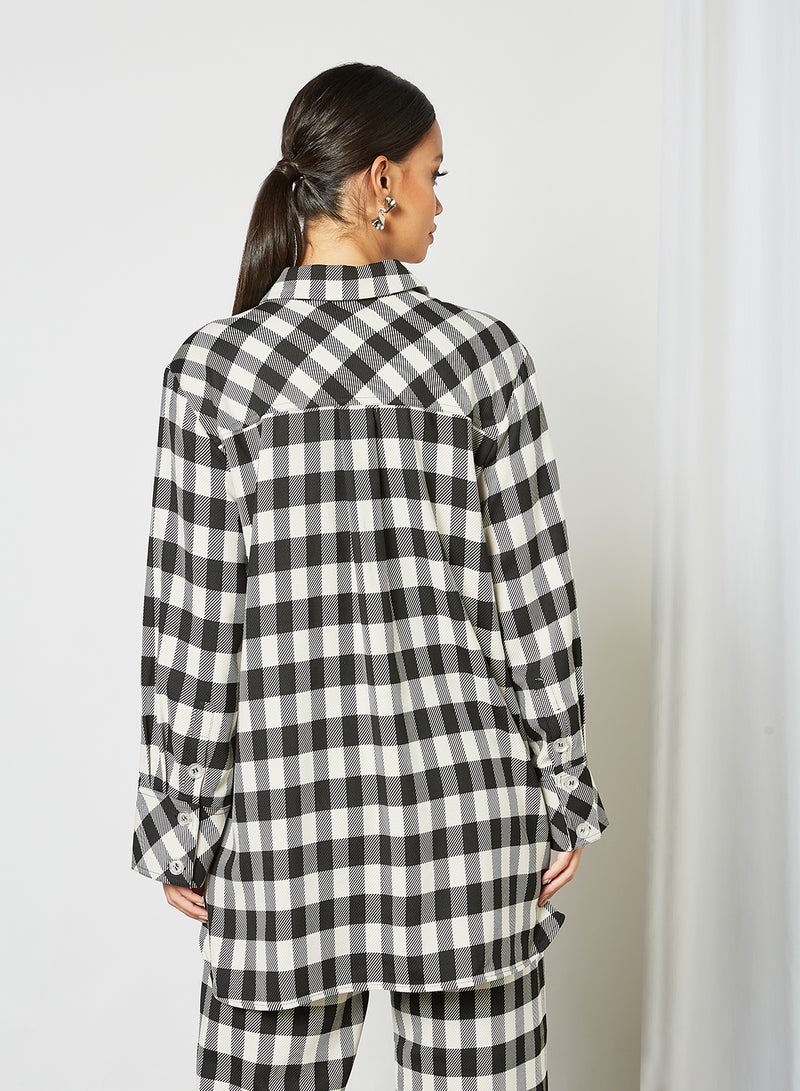 Gingham Print Overshirt Black/White