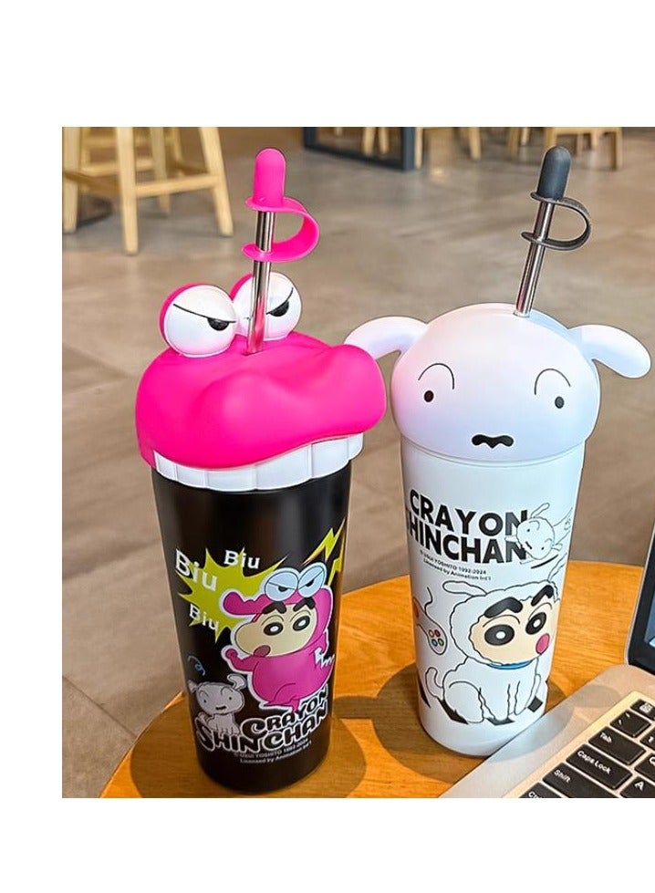 Crayon Shin Chan Large Capacity 600ml Insulated Cup Ice King Cup With Straw Water Cup High Appearance Student Cooling Cup