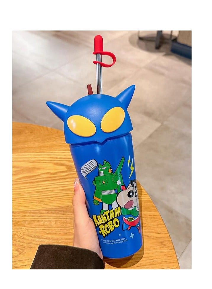 Crayon Shin Chan Large Capacity 600ml Insulated Cup Ice King Cup With Straw Water Cup High Appearance Student Cooling Cup