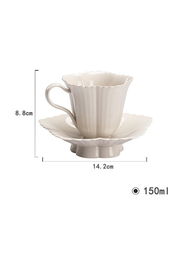 150ml Porcelain Tea and Coffee Cup with Saucer in Gift Box, Classic Design , Mug with Plate for Home, Office, Cafe, Restaurant