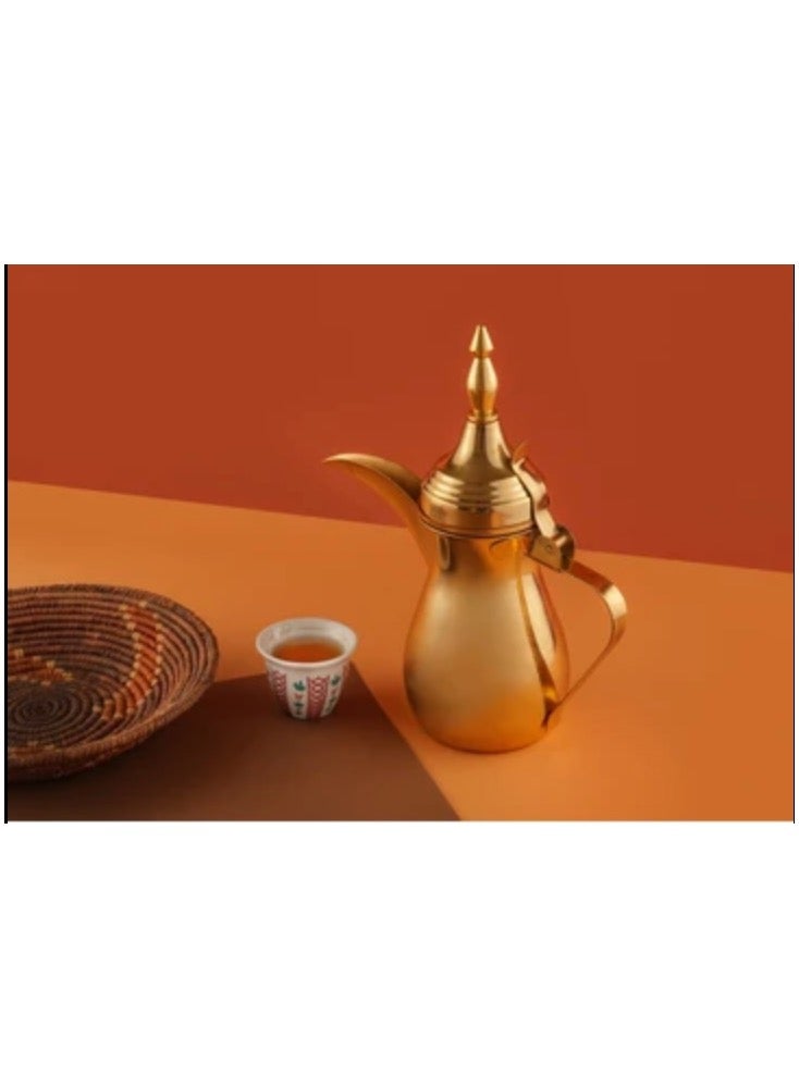 Gold Color Stainless Steel Arabic coffee Dallah Pot, coffee Pot, Tea pot, coffee kettle classic Arabic coffee dalla 18 oz