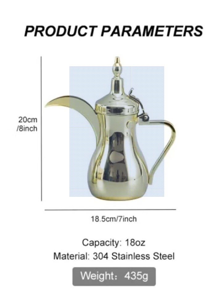 Gold Color Stainless Steel Arabic coffee Dallah Pot, coffee Pot, Tea pot, coffee kettle classic Arabic coffee dalla 18 oz