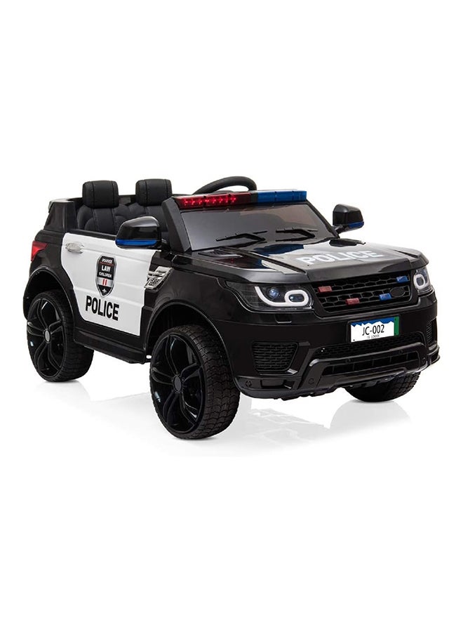 Kids Ride On Car, 12v 7a Battery Powered Electric Police Truck Suv Vehicle W/ 2.4g Remote Control, Siren, Music, Led Headlights, Microphone, Double Open Doors, Safe Seat Belts - (Black)