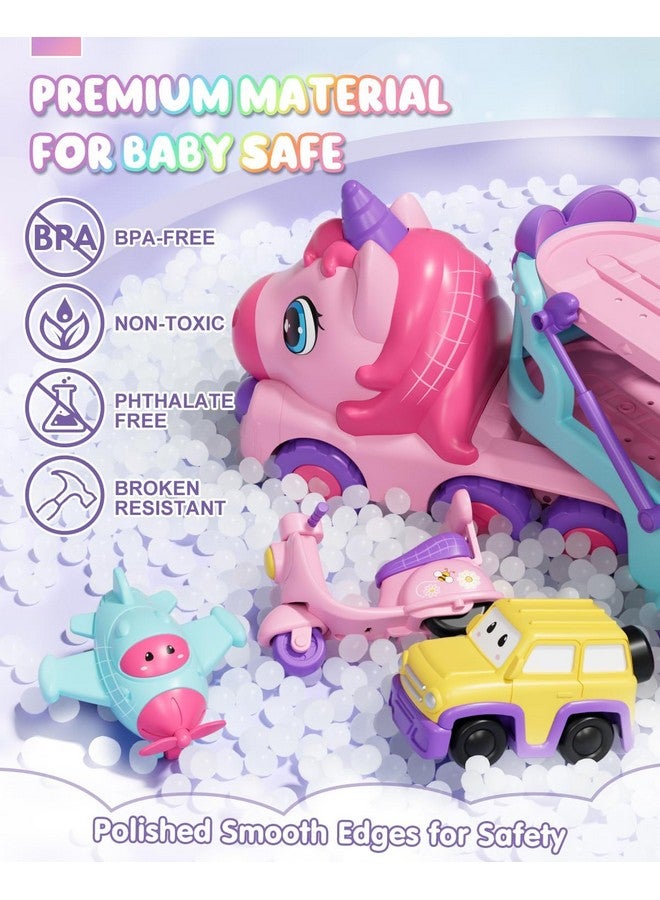 Toddler Girl Toys 2 Year Old Girl Toys With Lights & Music Toddler Toys 2 3 Unicorn Toys Girl Cars For Toddlers 1 3 Car Carrier Truck Toy Gift For Girls