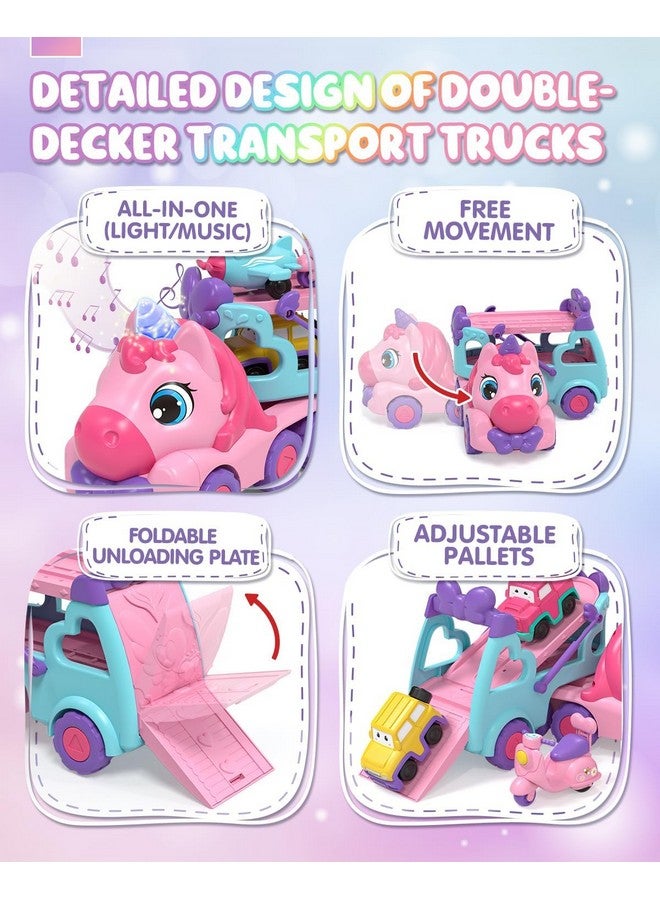Toddler Girl Toys 2 Year Old Girl Toys With Lights & Music Toddler Toys 2 3 Unicorn Toys Girl Cars For Toddlers 1 3 Car Carrier Truck Toy Gift For Girls