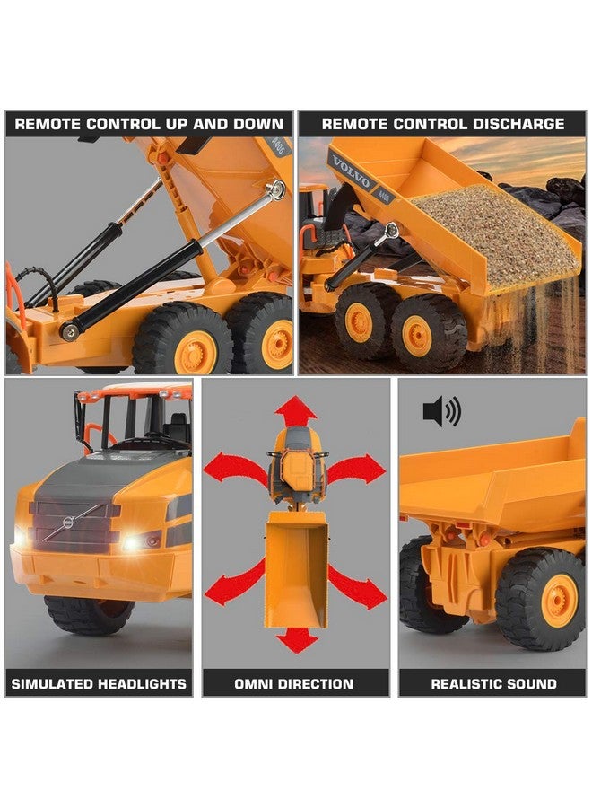 Volvo Rc Dump Truck Toy For Kids, Articulated Hauler, Remote Control Construction Toys Vehicles With Lights, Birthday Gifts Ideas For Boys Age 6 7 8 9 10 Year Old And Up