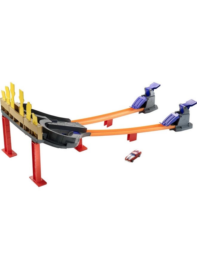 Toy Car Track Set Super Speed Blastway, Dual Track Racing For 1 Or 2 Players, 1:64 Scale Car