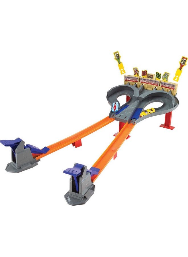 Toy Car Track Set Super Speed Blastway, Dual Track Racing For 1 Or 2 Players, 1:64 Scale Car