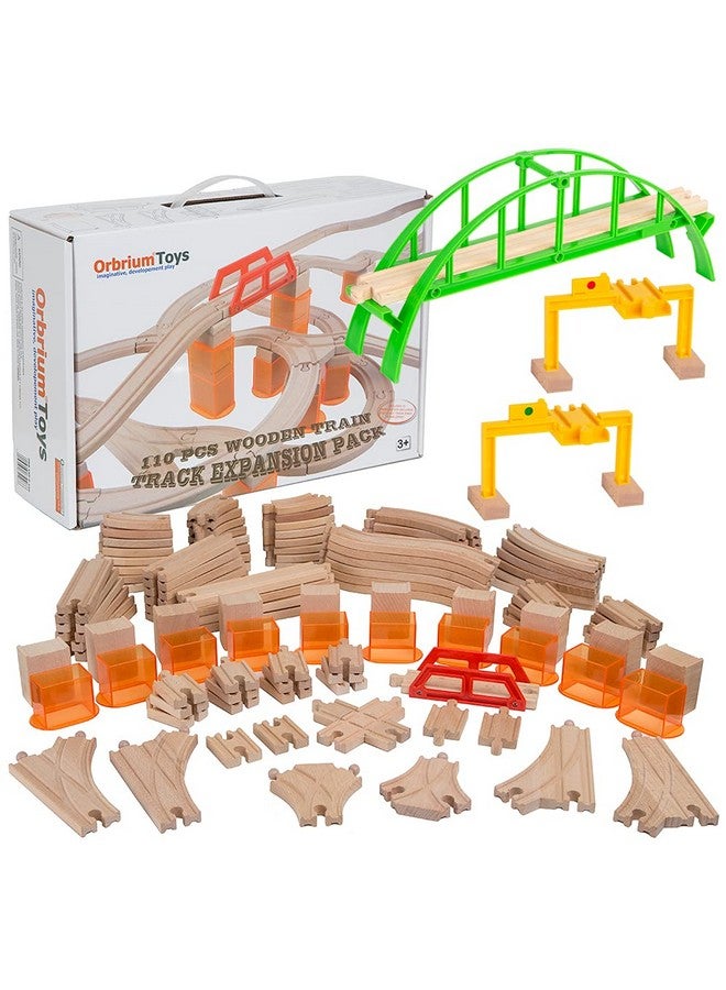 Toys 110 Pcs Wooden Train Track Expansion Pack Compatible With Thomas Wooden Train, Brio, Thomas The Tank Engine