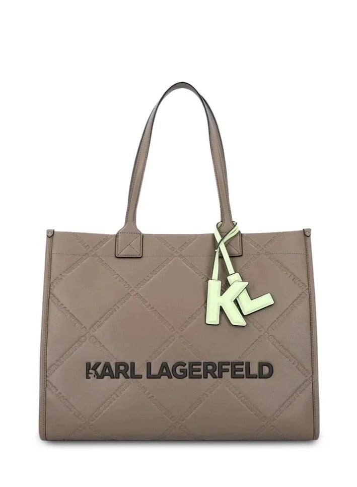 Karl Lagerfeld Textured Leather Structured Handheld Bag Embossed