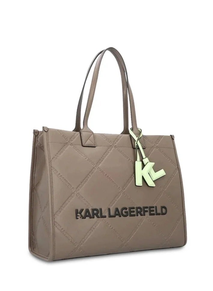 Karl Lagerfeld Textured Leather Structured Handheld Bag Embossed