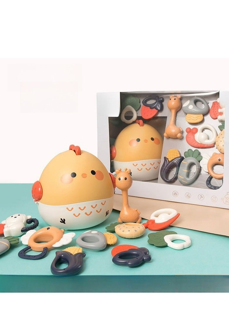 Ringing Bell Cute Chicken Newborn Baby Toy Gift Box Set