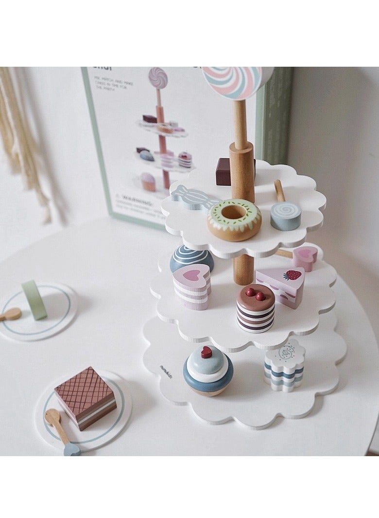 Children's Wooden Toy Cake Stand Set, Girl's Birthday Gift