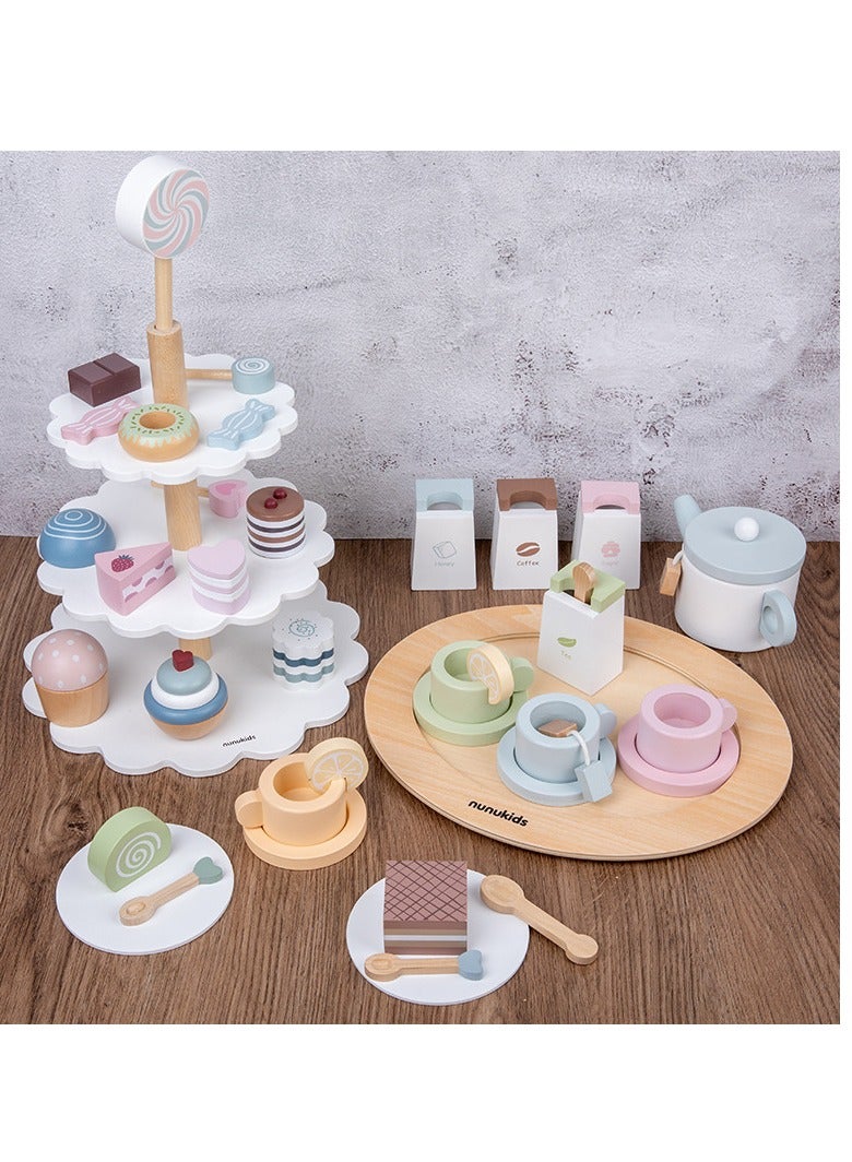 Children's Wooden Toy Cake Stand Set, Girl's Birthday Gift