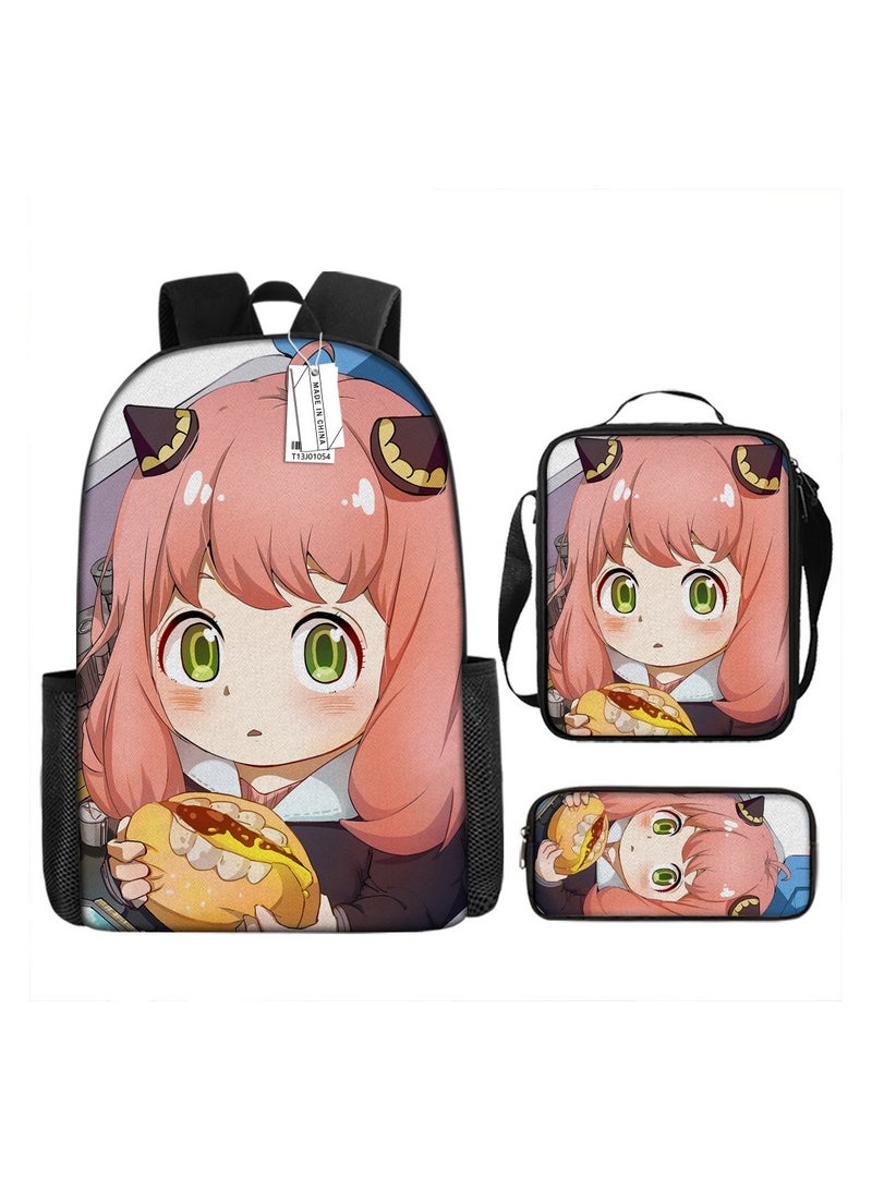 New Cute Cartoon Student Backpack Three-Piece Set 29*16*42cm