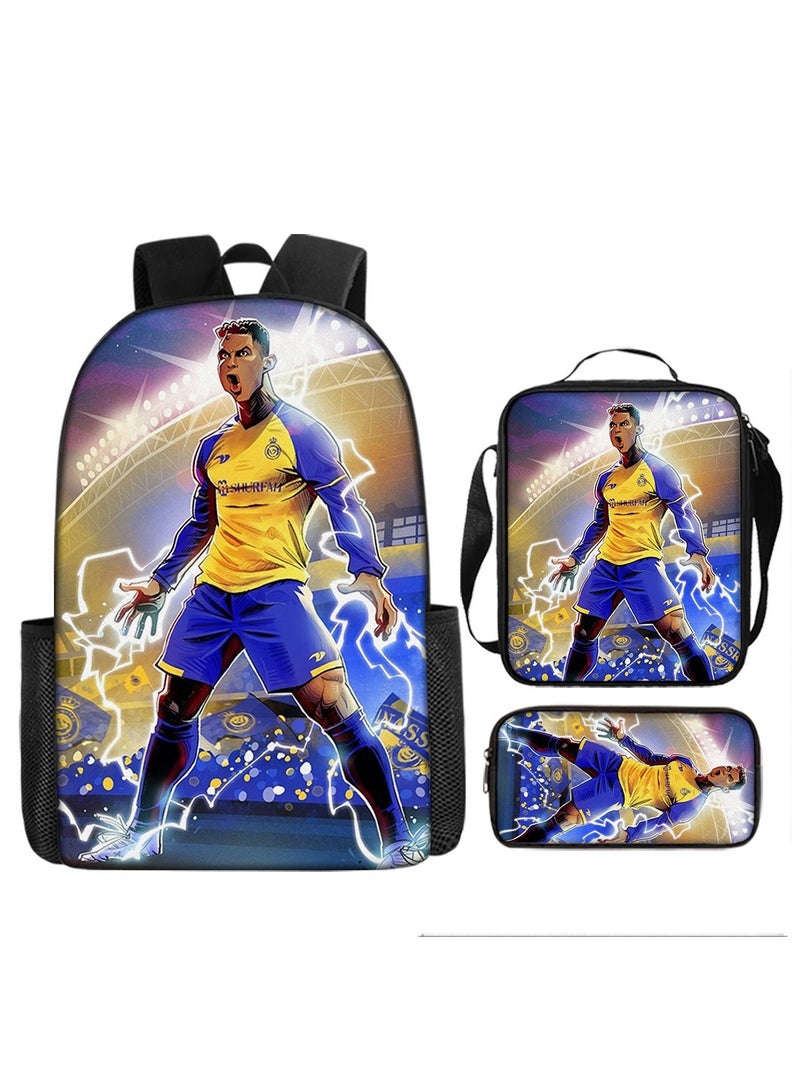 Football Star Backpack Three-Piece Set 29*42*16cm