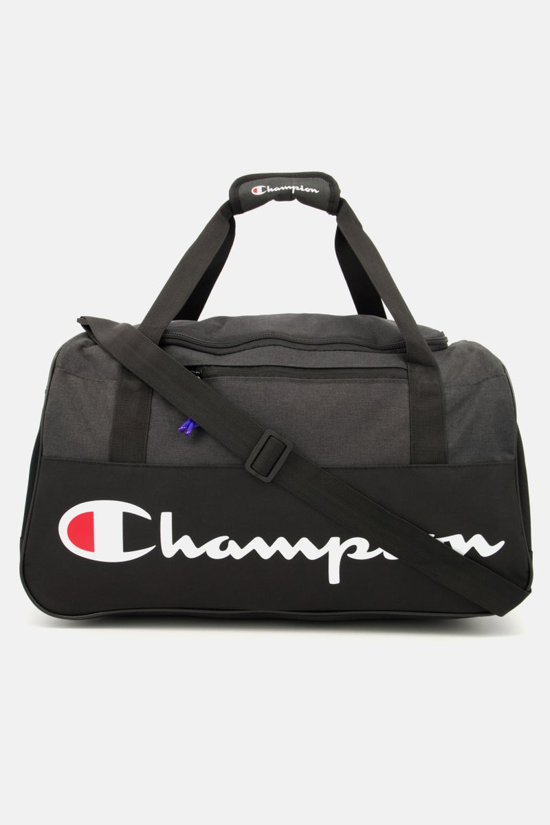 Men Brand Logo Utility Medium Duffel Bag 52 L x 29 H x 28 W cm, Black/Grey Combo