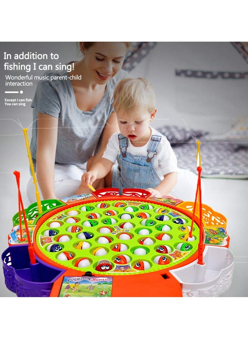 Fishing Game Electronic Musical Rotating Toy with 45 Fish 5 Fishing Rods Fun Learning Games and Activities