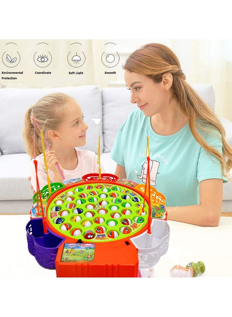 Fishing Game Electronic Musical Rotating Toy with 45 Fish 5 Fishing Rods Fun Learning Games and Activities