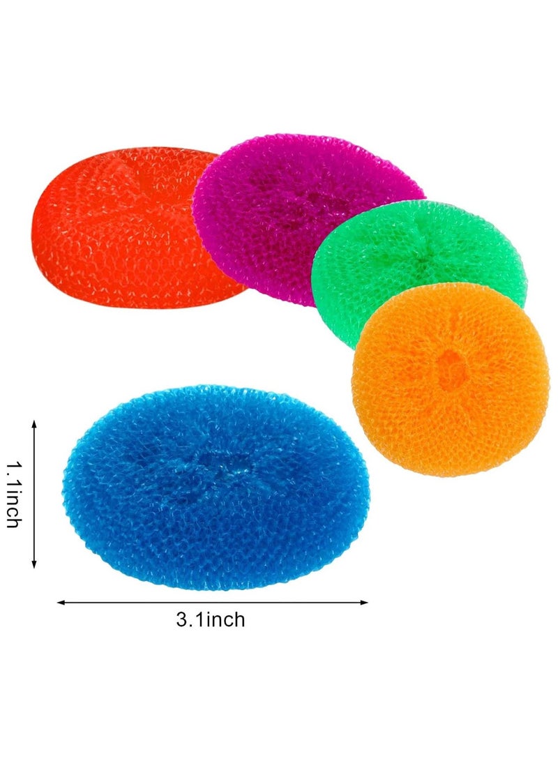 Scouring Pads Round Dish Pads Plastic Non Scratch Dish Scrubbers Assorted Color Dish Mesh Scrubbers For Kitchen