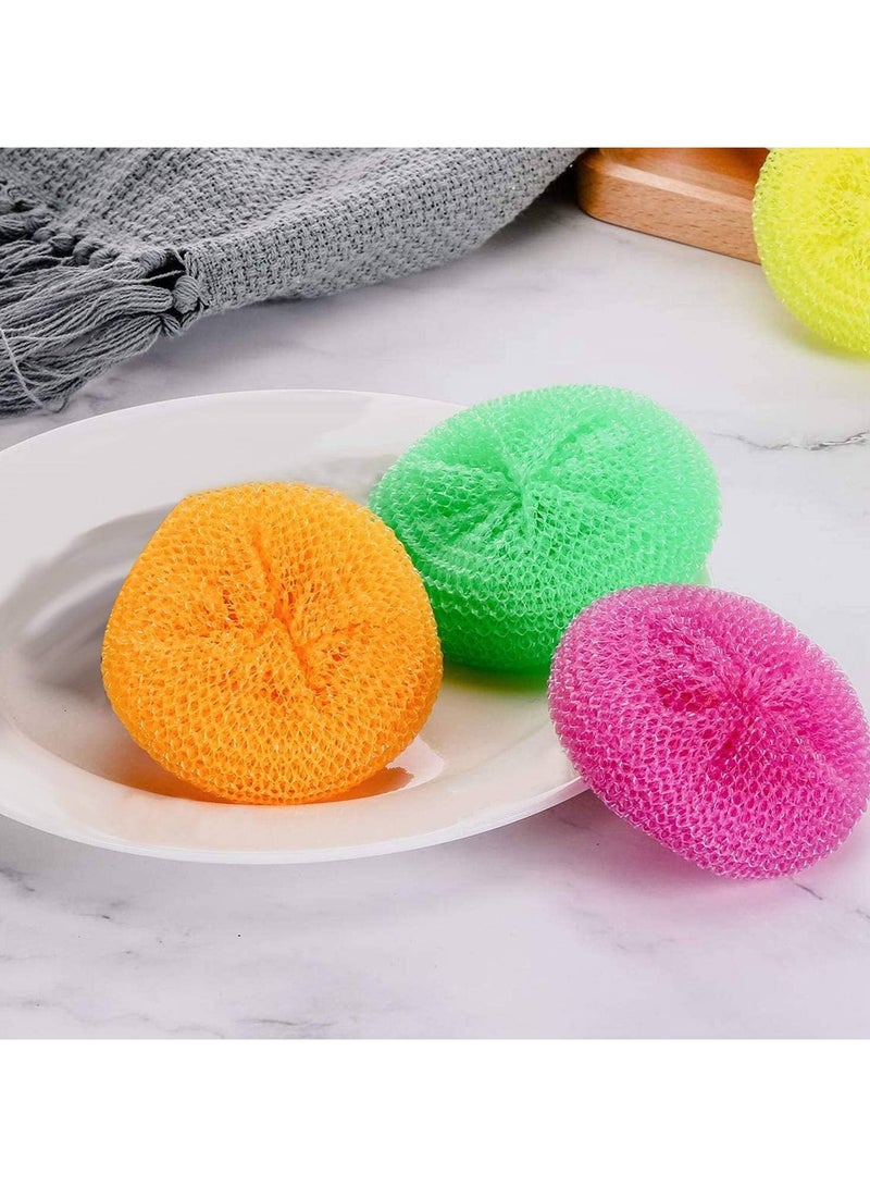 Scouring Pads Round Dish Pads Plastic Non Scratch Dish Scrubbers Assorted Color Dish Mesh Scrubbers For Kitchen