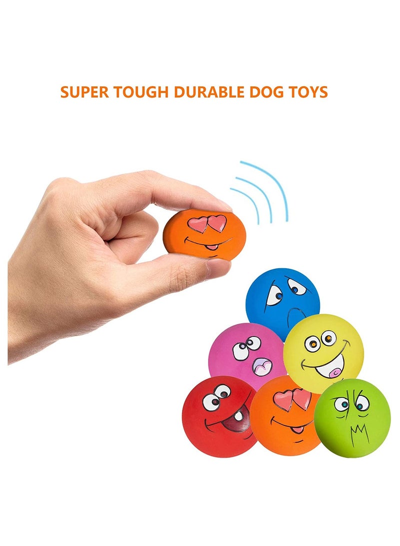 Interactive Squeaky Dog Toy Set Funny Face Latex Rubber Balls for Small Medium Puppies 6PCS