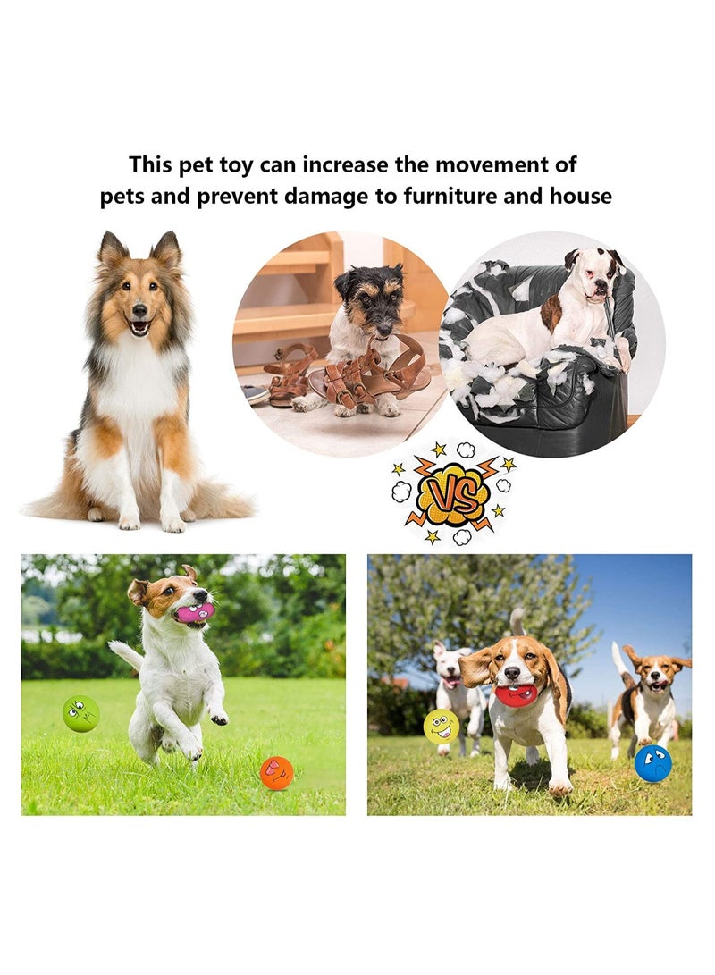 Interactive Squeaky Dog Toy Set Funny Face Latex Rubber Balls for Small Medium Puppies 6PCS