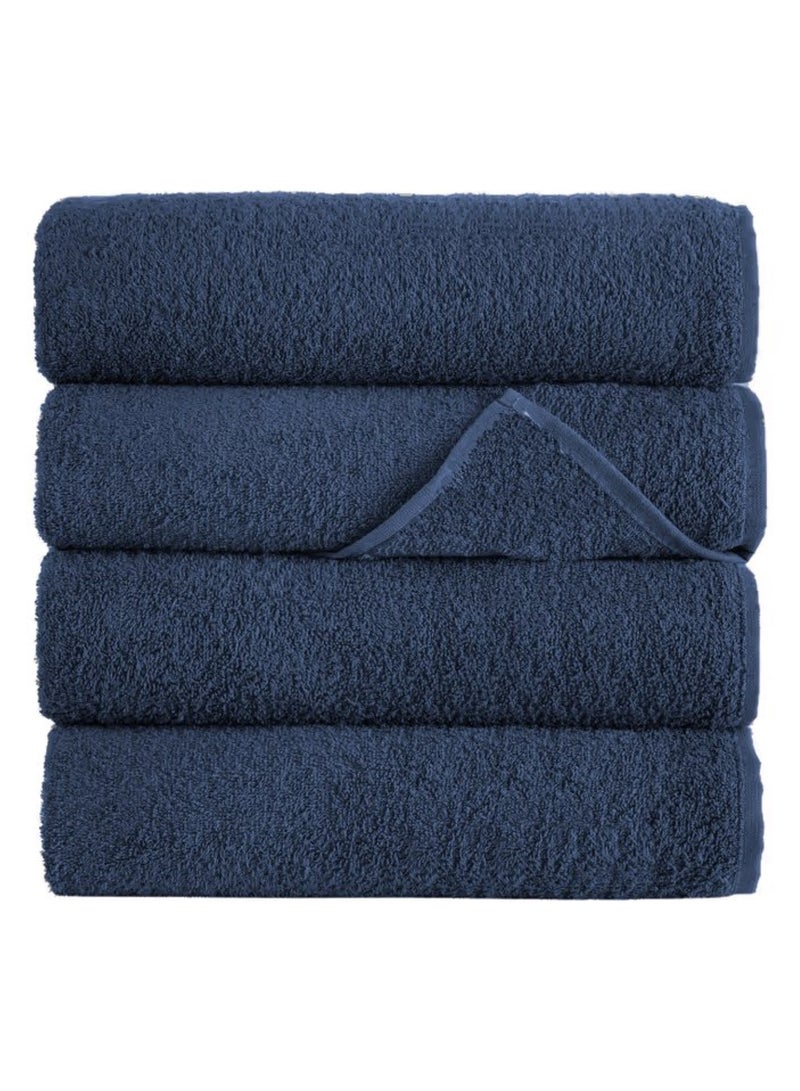 6-Pieces Towel Set - 100% Cotton 600 GSM, 1xBath Towel(70x140cm), 1xHand Towel(45x75cm), 4xFace Towel(30x30cm), Highly Absorbent Super Durable, Color-Dark Blue