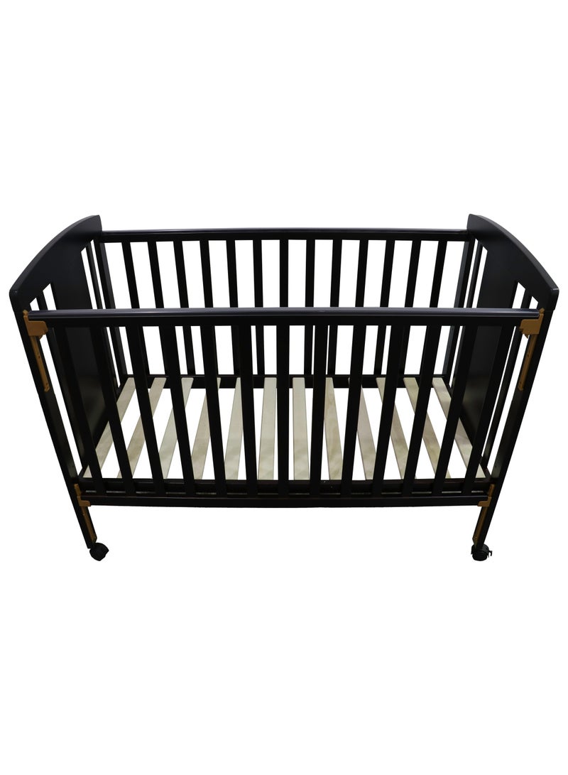 Deluxe Large Wood Crib with Opening Side & Adjustable Mattress Height - Black