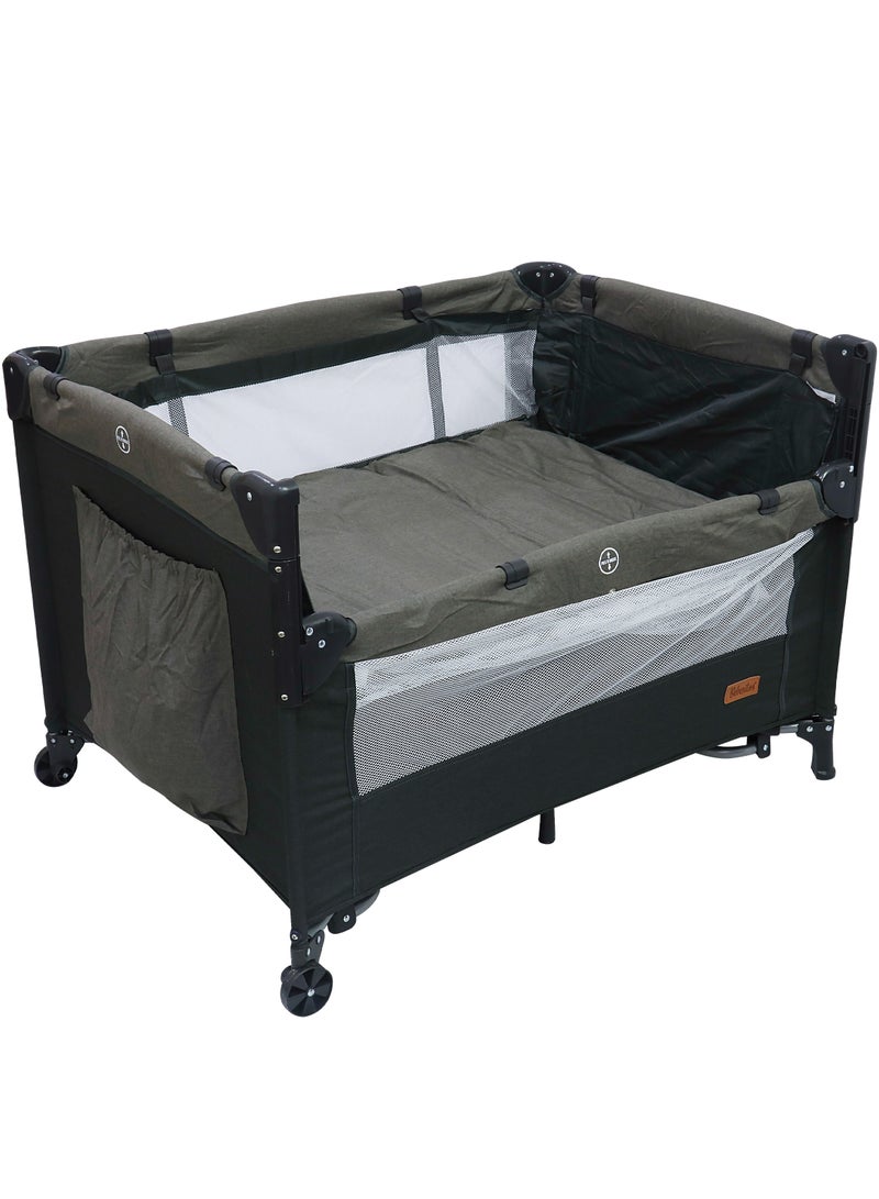 Next To Me Baby Nursery Center Comfortable Bed and Safe Playpen with Rocking Function 2-stage design for Newborn to Toddlers - Grey