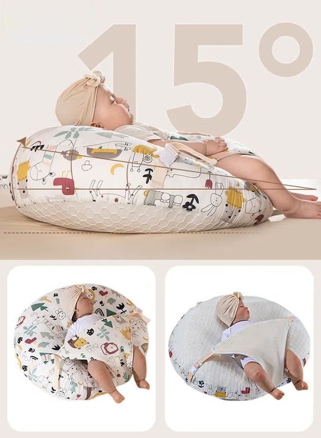 Baby Look Up and Lying Pillow, Nursing Pillow for Breastfeeding, Multi-Functional Original Plus Size Breastfeeding Pillows Give Mom and Baby More Support with Removable Cotton Cover