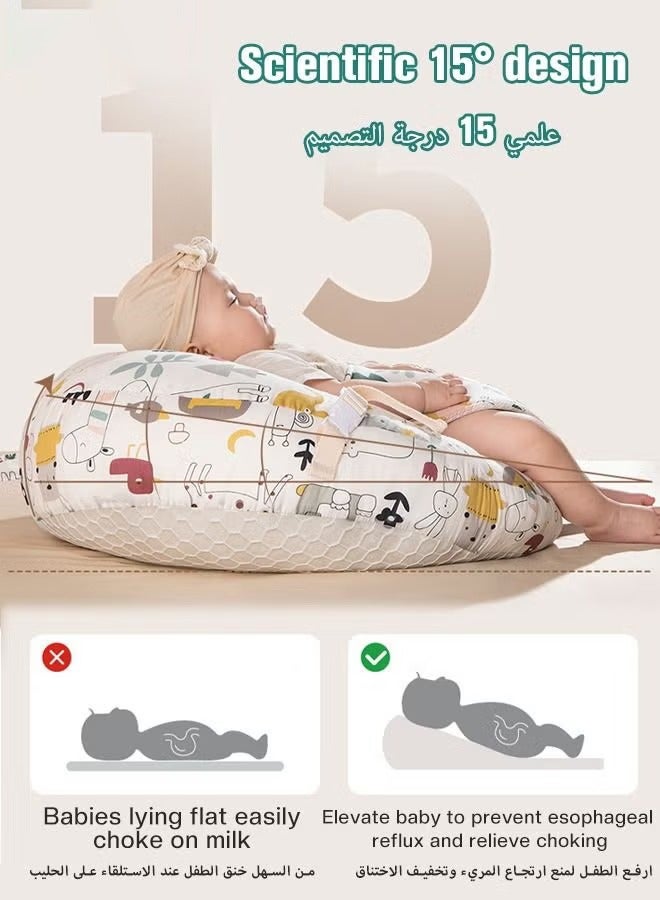 Baby Look Up and Lying Pillow, Nursing Pillow for Breastfeeding, Multi-Functional Original Plus Size Breastfeeding Pillows Give Mom and Baby More Support with Removable Cotton Cover