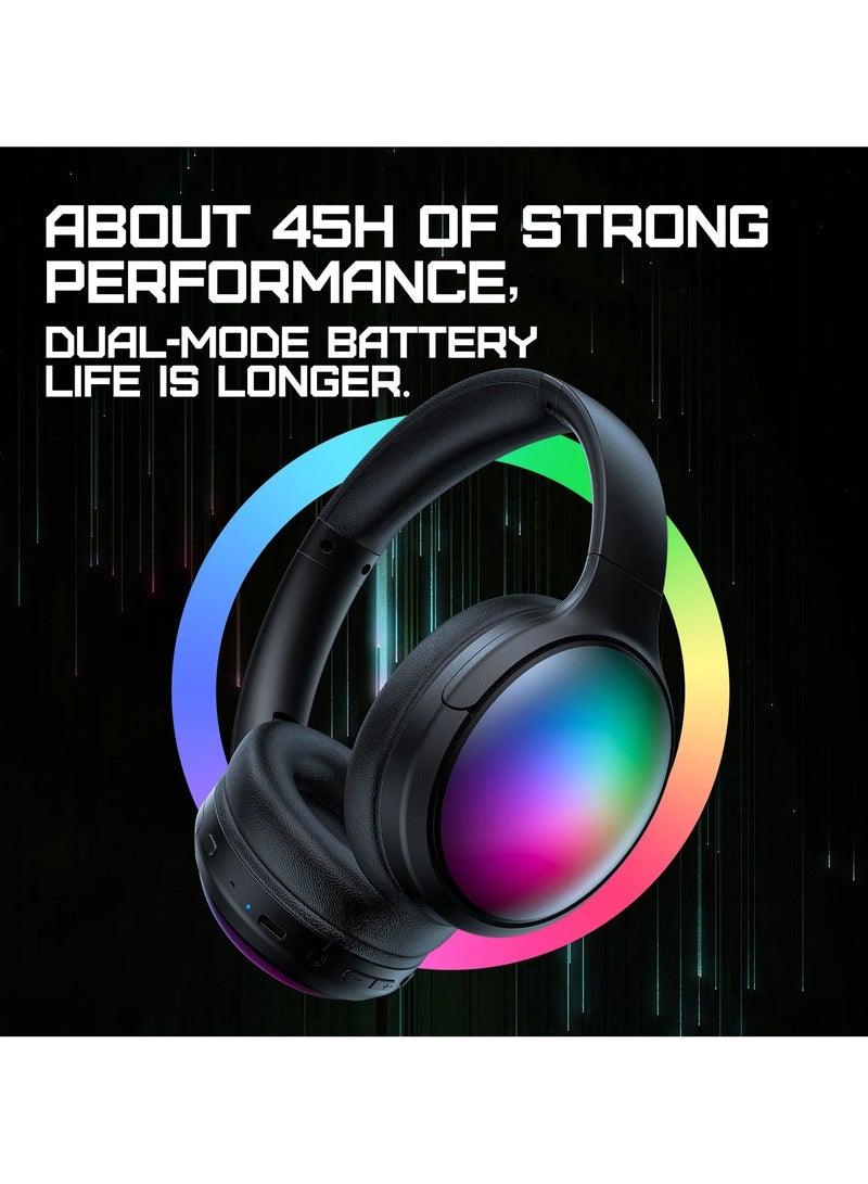 ONIKUMA B3 Wireless-compatible Over-Ear Headphones Foldable Wireless Earphone Headset with RGB LED Light for Gaming PC