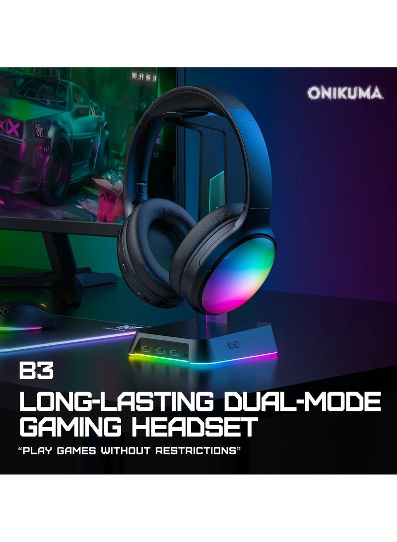 ONIKUMA B3 Wireless-compatible Over-Ear Headphones Foldable Wireless Earphone Headset with RGB LED Light for Gaming PC